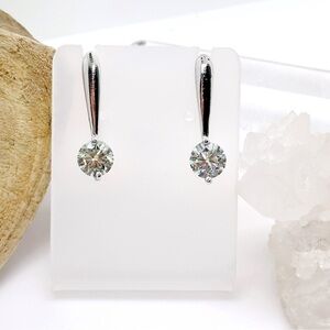 2.12 CT Round Cut Luxury Icy Blue White Moissanite Sterling Silver Earrings